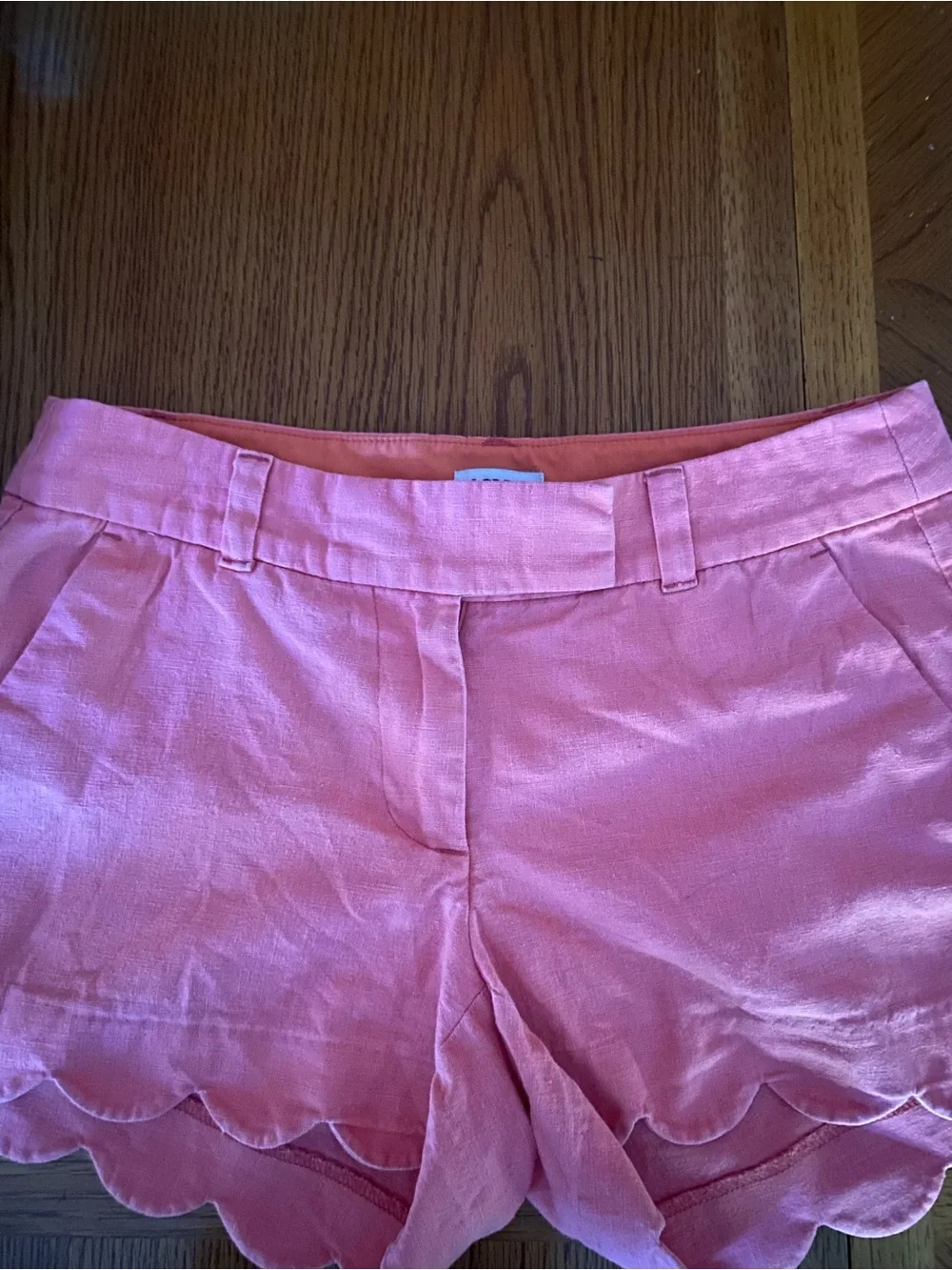 4 pairs of J Crew Scalloped Hem Shorts in multiple colors.